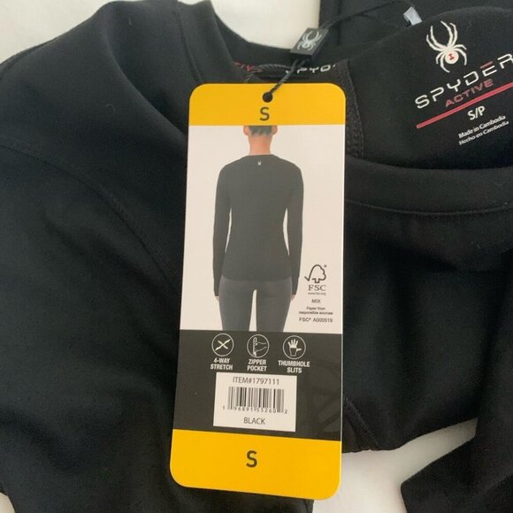 Spyder Ladies' Long Sleeve Active Top Black Size Small Nylon Spandex NWT - Picture 10 of 15